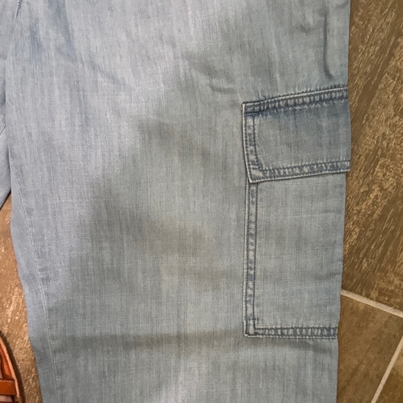 Women's Light Blue Wide Leg Cargo Pants - Picture 4 of 10